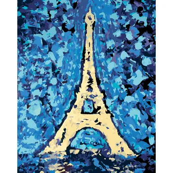 ZUTY Malování podle čísel - EIFFELOVA VĚŽ A MODRÉ POZADÍ Rozměr: 40x50 cm, Rámování: vypnuté plátno na rám