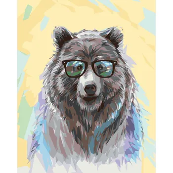 ZUTY Malování podle čísel - MEDVĚD S BRÝLEMI Rozměr: 40x50 cm, Rámování: bez rámu a bez vypnutí plátna
