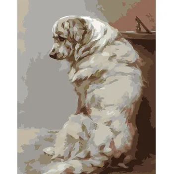 ZUTY Malování podle čísel - VELKÝ BÍLÝ PES Rozměr: 40x50 cm, Rámování: bez rámu a bez vypnutí plátna