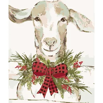 ZUTY Malování podle čísel - OVCE S ČERVENOU MAŠLÍ (HALEY BUSH) Rozměr: 40x50 cm, Rámování: bez rámu a bez vypnutí plátna