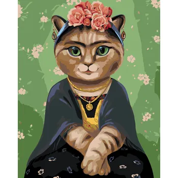 ZUTY Malování podle čísel - FRIDA KAHLO JAKO KOČKA Rozměr: 40x50 cm, Rámování: bez rámu a bez vypnutí plátna