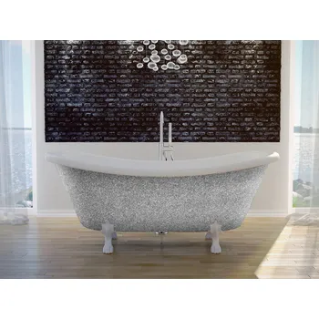 Vana HOPA Volně stojící vana AMELIA Glam - stříbrná + Barva - GLAM 02 - stříbrná, Nožičky k vaně - Zlaté, Rozměr vany - 190 × 77 cm, VANALI190ZG2