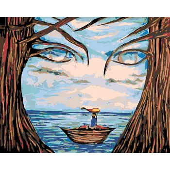 ZUTY Malování podle čísel - OBLIČEJ MEZI STROMY Rozměr: 40x50 cm, Rámování: vypnuté plátno na rám