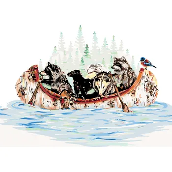 ZUTY Malování podle čísel - ZVÍŘATA NA LOĎCE (HOLLY SIMENTAL) Rozměr: 40x50 cm, Rámování: bez rámu a bez vypnutí plátna