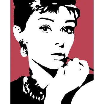 ZUTY Malování podle čísel - AUDREY HEPBURN NA ČERVENÉM POZADÍ Rozměr: 40x50 cm, Rámování: vypnuté plátno na rám