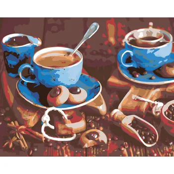 ZUTY Malování podle čísel - MODRÉ ŠÁLKY KÁVY I. Rozměr: 40x50 cm, Rámování: vypnuté plátno na rám