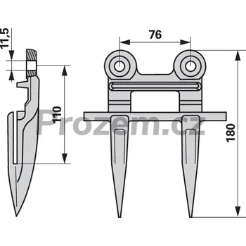 Příslušenství ke karavanu Dvojitý prst / Dvojprst pro Biso, 180/76 mm, 10SF02
