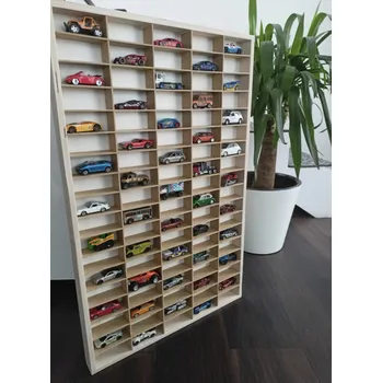 Dřevěná hračka Dřevěná polička na autíčka 90ks přírodní DOPRAVA ZDARMA