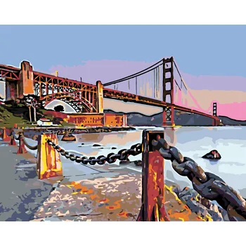 ZUTY Malování podle čísel - U MOŘE POD MOSTEM Rozměr: 40x50 cm, Rámování: vypnuté plátno na rám