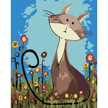 ZUTY Malování podle čísel - KOČIČKA A LUČNÍ KVÍTÍ Rozměr: 40x50 cm, Rámování: bez rámu a bez vypnutí plátna