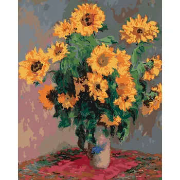 ZUTY Malování podle čísel - SLUNEČNICE (CLAUDE MONET) Rozměr: 40x50 cm, Rámování: bez rámu a bez vypnutí plátna
