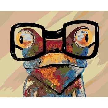 ZUTY Malování podle čísel - ŽÁBA S ČERNÝMI BRÝLEMI Rozměr: 40x50 cm, Rámování: bez rámu a bez vypnutí plátna