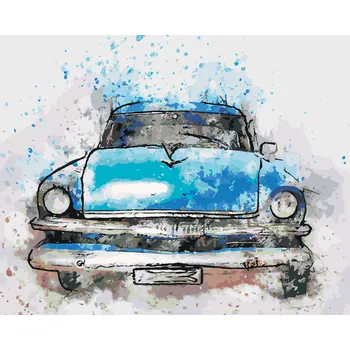 ZUTY Malování podle čísel - MALOVANÉ MODRÉ AUTO Rozměr: 40x50 cm, Rámování: bez rámu a bez vypnutí plátna