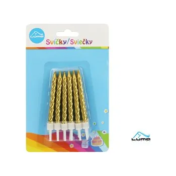 Svíčka Svíčka 12ks, SPIRÁLA zlatá LUMA