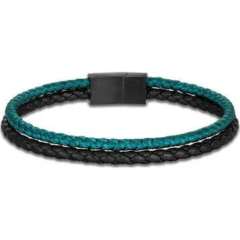 Náramek Joy-sperky Minimalistický dvoupramenný kožený provázkový náramek DUO Peacock Blue Délka: 21 cm