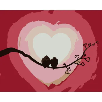 ZUTY Malování podle čísel - SRDCE A HRDLIČKY Rozměr: 40x50 cm, Rámování: vypnuté plátno na rám