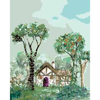 ZUTY Malování podle čísel - DŮM V POHÁDKOVÉ KRAJINĚ Rozměr: 40x50 cm, Rámování: vypnuté plátno na rám