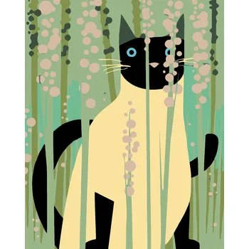 Hračka ZUTY Malování podle čísel - KOČKA MEZI STONKY Rozměr: 40x50 cm, Rámování: vypnuté plátno na rám