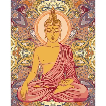 ZUTY Malování podle čísel - BUDDHA A ORNAMENTY Rozměr: 40x50 cm, Rámování: vypnuté plátno na rám