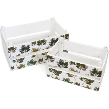 Zahradní dekorace Bedýnky dřevo podzim 2ks 33,5x20V17cm