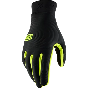 Moto rukavice Motokrosové, BMX, MX, MTB rukavice rukavice do chladného počasí 100% BRISKER XTREME černá/žlutá fluo