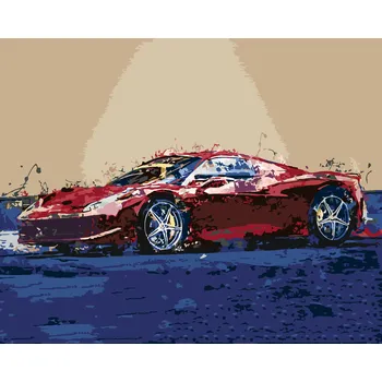 ZUTY Malování podle čísel - ČERVENÉ ABSTRAKTNÍ AUTO FERRARI Rozměr: 40x50 cm, Rámování: bez rámu a bez vypnutí plátna