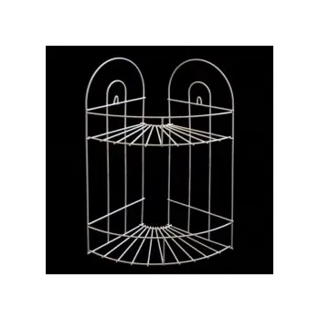 Drátěná police Polička koupelnová rohová 2 patra bílá 39x32x15cm