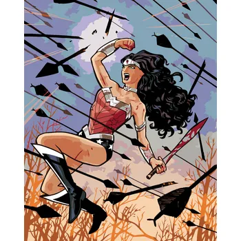 ZUTY Malování podle čísel - WONDER WOMAN ŠÍPY Rozměr: 40x50 cm, Rámování: vypnuté plátno na rám