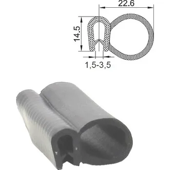 Těsnění do okna a dveří PIRELI-U EPDM 60°Sh GA2.554 (Série: A2 554, D.* (mm): *D 1,5-3,5 mm, Hmotnost (kg): 0,23, Balení [MJ]: 100, Kóta B: 14,5, Kóta A: 22,6, Typ: 70°Sh EPDM)