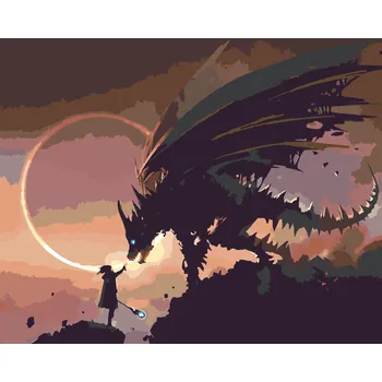 ZUTY Malování podle čísel - KOUZELNÍK S DRAKEM Rozměr: 40x50 cm, Rámování: bez rámu a bez vypnutí plátna