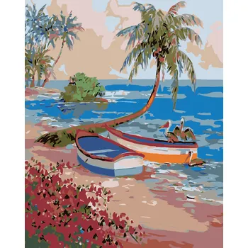 ZUTY Malování podle čísel - VESLICE A PELIKÁNI Rozměr: 40x50 cm, Rámování: vypnuté plátno na rám