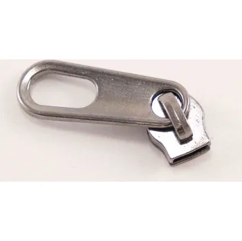 Zip Jezdec do plastového spirálového zipu - tmavé lesklé stříbro - velikost 8