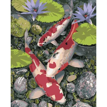 Hračka ZUTY Malování podle čísel - KOI KAPŘI A LEKNÍNY (HOWARD ROBINSON) Rozměr: 40x50 cm, Rámování: bez rámu a bez vypnutí plátna