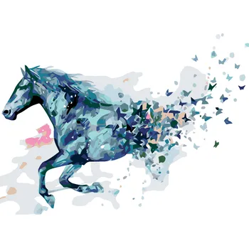 Dětské zboží ZUTY Malování podle čísel - ABSTRAKTNÍ KŮŇ MODRÝ Rozměr: 40x50 cm, Rámování: vypnuté plátno na rám