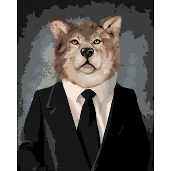 ZUTY Malování podle čísel - VLK V OBLEČENÍ Rozměr: 40x50 cm, Rámování: bez rámu a bez vypnutí plátna
