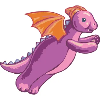 ZUTY Malování podle čísel - RŮŽOVÝ PLYŠOVÝ DRÁČEK (SUE ELLEN BROWN) Rozměr: 40x50 cm, Rámování: bez rámu a bez vypnutí plátna