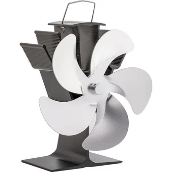 Krbový ventilátor HSF Ventilátor na kamna pětilopatkový stříbrný