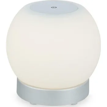 Lampička BRILONER LED bateriové stolní svítidlo, pr.16 cm, LED modul, 3W, 350 lm, matný chrom IP44 BRILO 7439-014