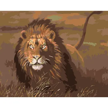 ZUTY Malování podle čísel - LEV V SAVANĚ Rozměr: 40x50 cm, Rámování: vypnuté plátno na rám