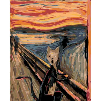 ZUTY Malování podle čísel - VÝKŘIK KOCOURA - INSPIRACE E. MUNCH Rozměr: 40x50 cm, Rámování: bez rámu a bez vypnutí plátna