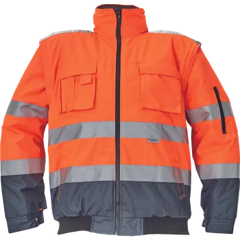 pracovní bunda Cerva Bunda reflexní zimní CLOVELLY PILOT 2v1 oranžová/tm.modrá XL