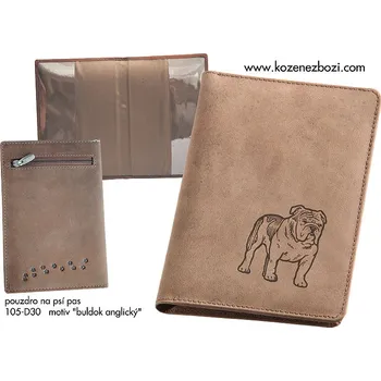 Obal na doklad Pouzdro Na Psí Pas - "Buldok Anglický" - 105 - Dárek pro milovníka psů