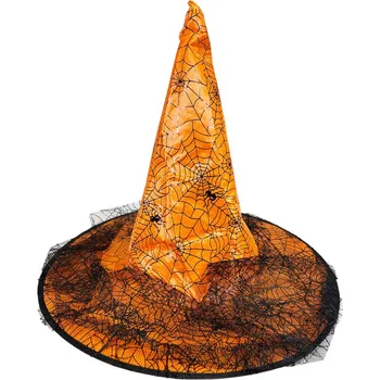 Karnevalový doplněk Čarodějnický klobouk s krajkou oranžový
