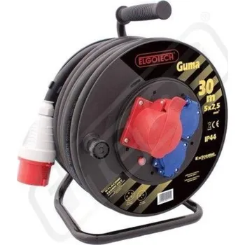 elektrický kabel ACAR Přívod prodlužovací 20m, 1 zásuvka 400V, 2x zásuvka 230V, s bubnem, černá 20500293