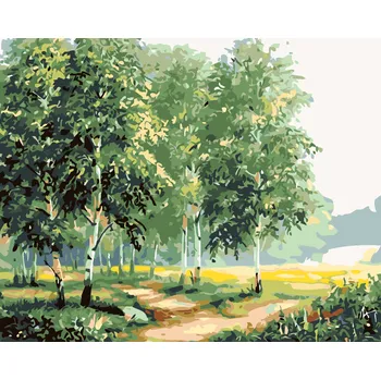 ZUTY Malování podle čísel - BŘÍZY U CESTY II Rozměr: 40x50 cm, Rámování: vypnuté plátno na rám