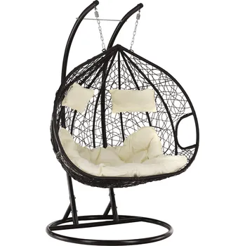 Zahradní houpačka Tempo Kondela Závěsné dvojkřeslo, hnědá / krémová, DALVEA 2 NEW