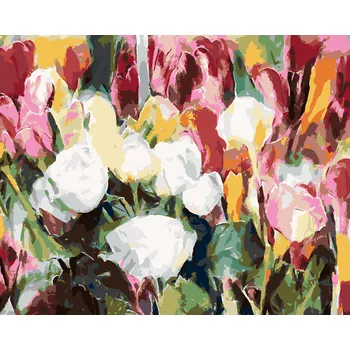 ZUTY Malování podle čísel - PLNO RŮŽÍ A TULIPÁNŮ Rozměr: 40x50 cm, Rámování: bez rámu a bez vypnutí plátna