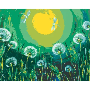 ZUTY Malování podle čísel - PAMPELIŠKY A VÁŽKY Rozměr: 40x50 cm, Rámování: bez rámu a bez vypnutí plátna