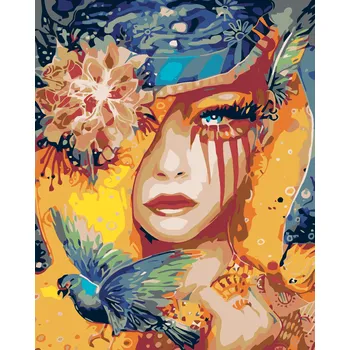 ZUTY Malování podle čísel - PTAČÍ ŽENA Rozměr: 40x50 cm, Rámování: bez rámu a bez vypnutí plátna