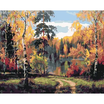 ZUTY Malování podle čísel - PODZIMNÍ JEZERO Rozměr: 40x50 cm, Rámování: bez rámu a bez vypnutí plátna